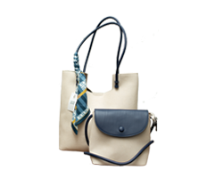 HANDBAG 5807. 2IN1 WHITE AND BLUE COLOR QUALITY 100%